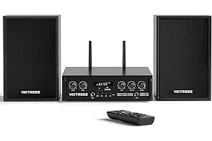 JUNGLE MONSTER Home Audio Receivers & Amplifiers with HiFi Speakers & 2 UHF Mics, Bluetooth Power Amplifier, Stereo System Set for Home, Karaoke Machine for Adults, USB/TF/SD/AUX/FM, for Meeting, Party