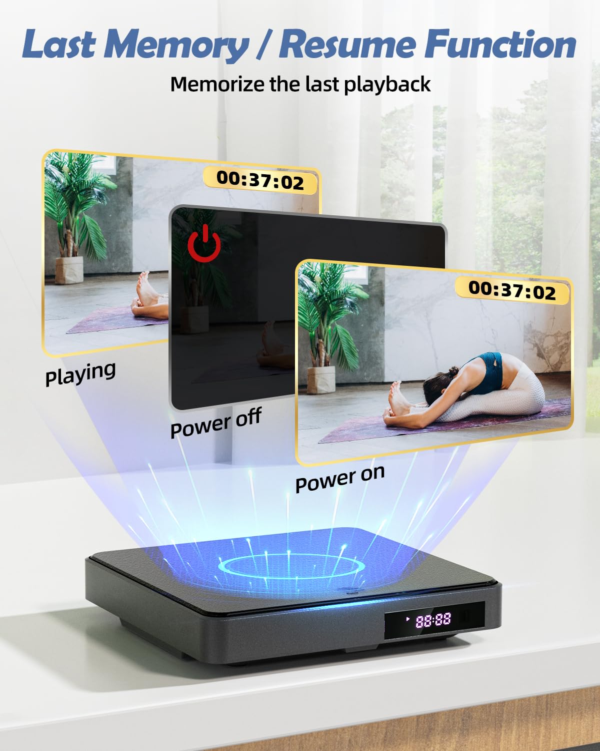 Arafuna DVD Players for TV HDMI Small DVD Player with All Region Free, 1080P HD Mini DVD Player for Smart TV Support CD/DVD USB/TF Card, Remote Control, PAL/NTSC Plays and Multiple Formats