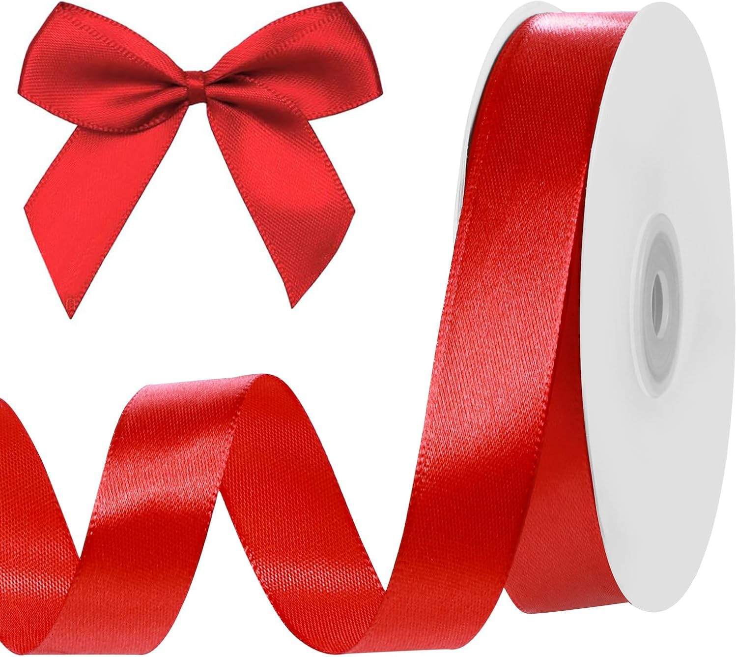 90 Meter Red Satin Ribbon, 20mm Polyester Ribbon for Gift Wrapping Bows Crafting Valentines Decoration Wedding Party