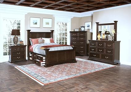 Amazon Com Toledo 4 Piece Storage Queen Poster Bedroom Set