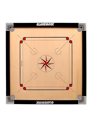 NATIONAL ENTERPRISES Wooden Glossy Finish 1.5 x 1.5-inch GOL Pocket Carrom Board with Coins, Striker and Powder (Full Size)