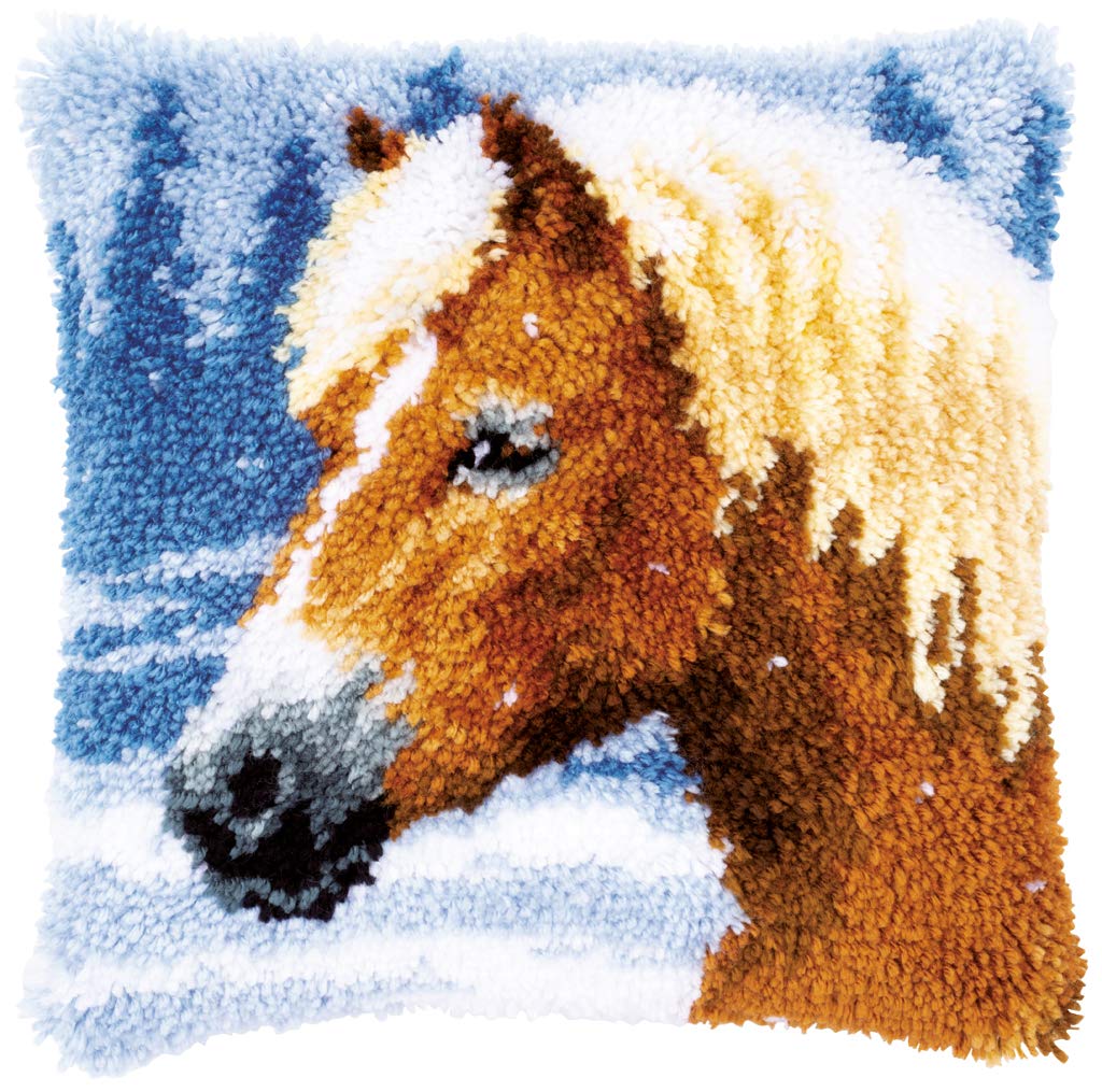 Vervaco PN-0178555 Horse Latch Cushion Cotton Multi-Coloured Approx. 40 x 40 cm / 16 x 16 Inches