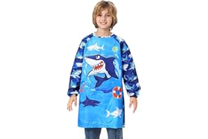 Art Smocks for Kids - Shark Toddler Smock for Painting Boys Art Smock Kids Artist Apron Smock Waterproof for Kids Painting Ap