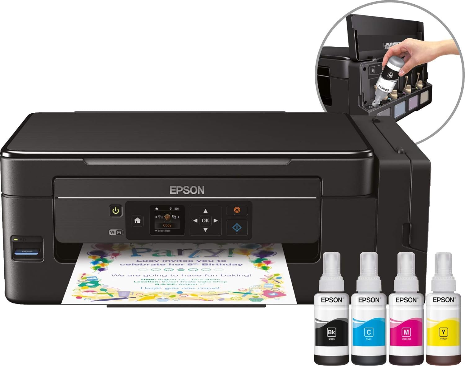 Epson ET-2650 EcoTank Impresora de inyección de tinta 3 en 1, Wifi ...