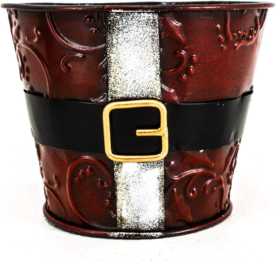 Mission Gallery Adorable Festive Metal Santa Belt Buckle Holiday Canister - Measures 4.5 inches by 5.75 inches