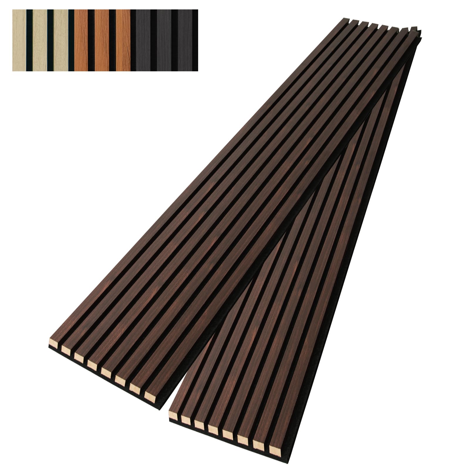 Photo 1 of Art3dwallpanels Wood Slat Wall Panel, 108'' x 13'' Wood Panels for Wall 2 Pack 3D Soundproof Wall Panels, Large Acoustic Panels for Interior Ceiling and Wall Decor Noise Reduction,Walnut