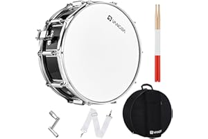 Vangoa Snare Drum, Marching School Band Student Snare Drum Kit Set 14" x 5.5" for Beginners Teens Adults Kids with 10mm Padding Carry Bag, 5A DrumSticks, Drum Key, Strap, Drum Mute Pad
