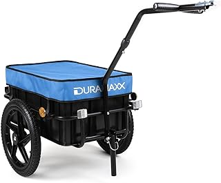 Duramaxx Big-Mike - Fahrradanhänger, Lastenanhänger, Handwagen, mit Hochdeichsel, Transportbox mit 70 Liter Volumen, Tragkraft: max. 40 kg, Kugel-Kupplung für Fahrräder mit 26&#39;&#39; - 28&#39;&#39;, blau