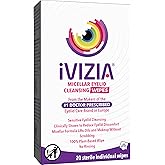 iVIZIA Eyelid Cleansing Wipes for Sensitive Eyelid Cleansing, Preservative-Free, Micellar, No Rinse, Gentle Eye Makeup Remover, 20 Sterile Single-Use Wipes for Eyelids Packaging May Vary