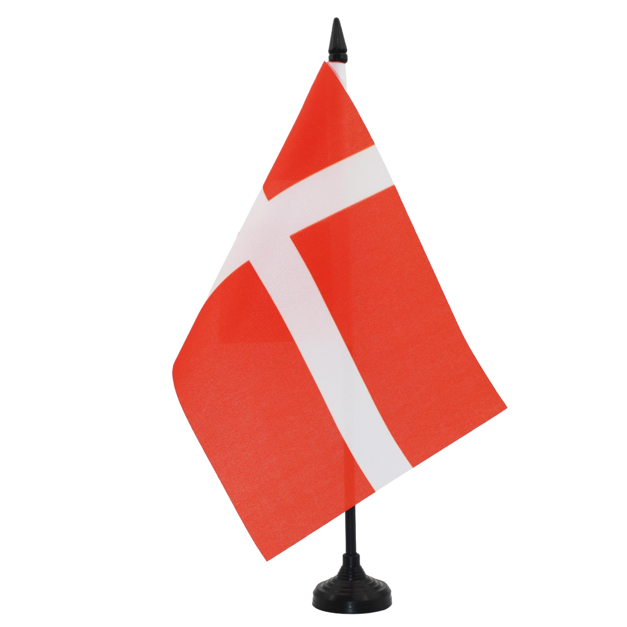 AZ FLAG Denmark Table Flag 5'' x 8'' - Danish Office Decoration 100% Polyester 21 x 14 cm - Mini Desk Flag with Pole and Black Plastic Base