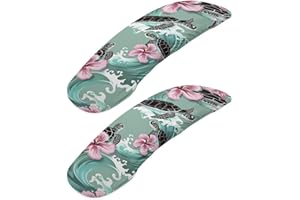 Wanzuoeng 2 Pieces Chair Armrest Slipcovers, Turtle Hibiscus Print Office Chair Arm Pad Covers, Skin Friendly Stretchy Office Chair Armrest Covers, Home Decorative Accessories