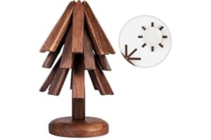 AUGMAXI Black Walnut Wooden Trivets for Hot Dishes - Christmas Tree Shape Trivet Set, Coaster for Teapots and Hot Pots, and Table Decor