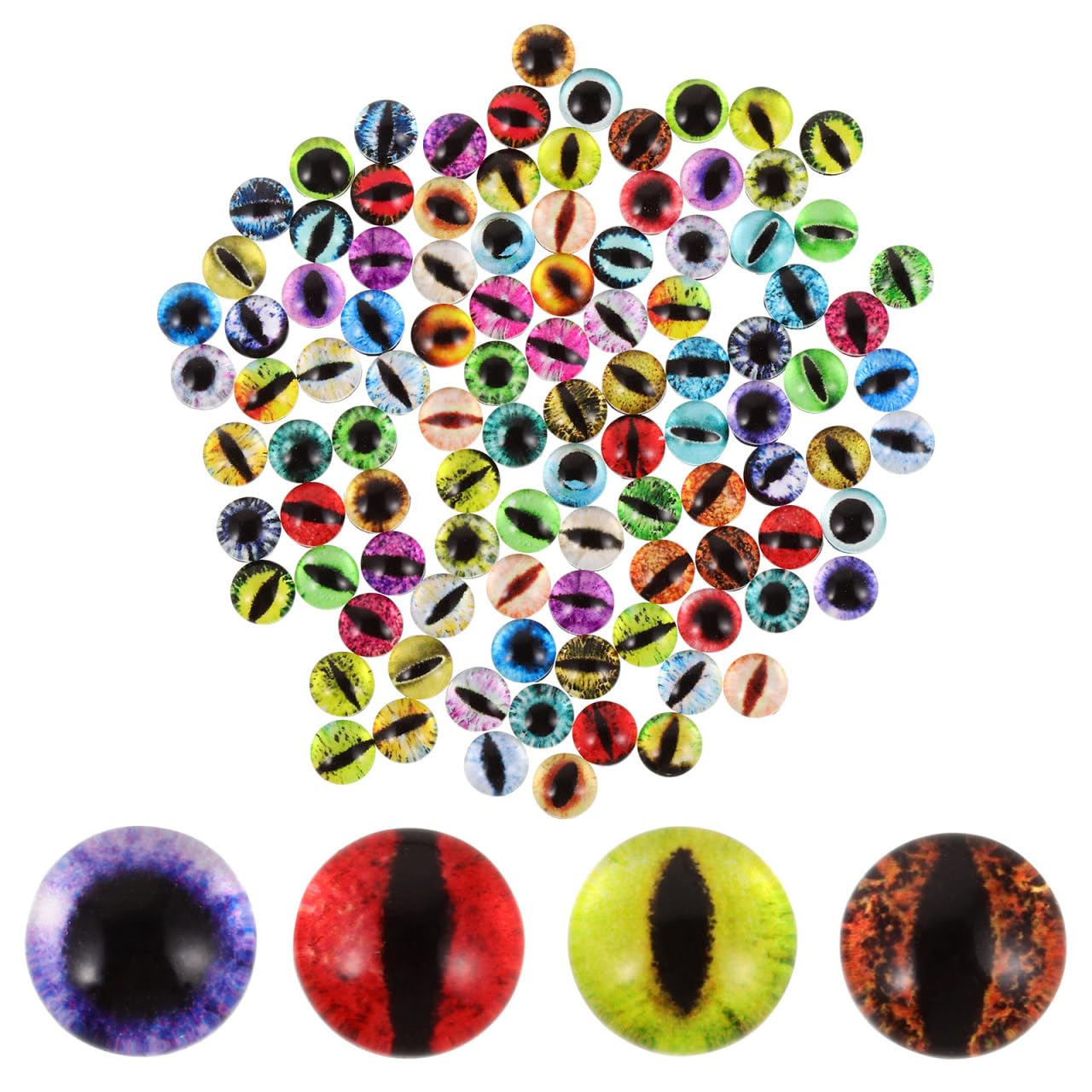 Lurrose 100pcs Mini Glass Cabochons 6mm Dragon Evil Eye Beads Simulated Eyes for DIY Crafts and Doll Making