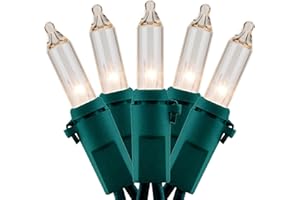 YULETIME 200 Clear Christmas Lights, Pack of 2 Sets 33 Feet 100 Count UL Certified Incandescent String Lights (Clear - Green Wire)