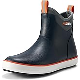 HISEA Men's Deck Boots Waterproof Fishing Rain Boots, Anti-Slip Neoprene Rubber Boots Saltwater Ankle Booties With High Traction for Outdoor Fishing Boating Sailing