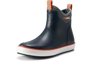 HISEA Men's Deck Boots Waterproof Fishing Rain Boots, Anti-Slip Neoprene Rubber Boots Saltwater Ankle Booties With High Traction for Outdoor Fishing Boating Sailing