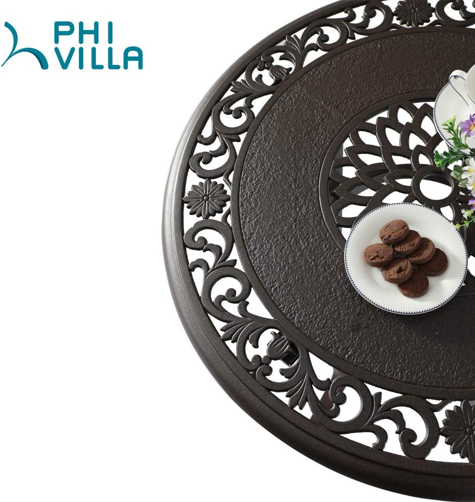 PHI VILLA 32" Cast Aluminum Pub Height Bistro Round Table for Oudoor Paito - 41" Height: Kitchen & Dining