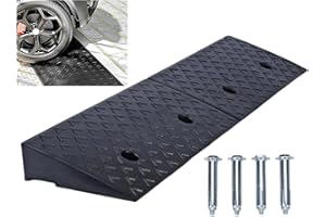 tonchean Rubber Curb Ramp 2'' Rise Heavy Duty Driveway Ramp with 4 Expansion Screws 22000lbs/10Ton Loading Rubber Car Curb Ra