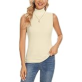 Biffxeu Sleeveless Turtlenecks Tops for Women Lightweight Knit Sleeveless Vest Stretchy Turtleneck