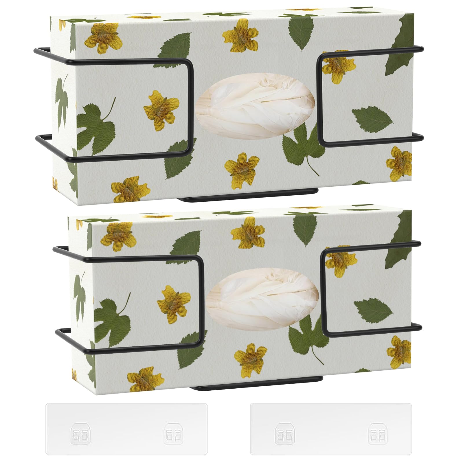 Photo 1 of 2 Pack Glove Box Holder Wall Mount Disposable Glove Dispenser, Metal Glove Rack for Rubber Latex Gloves Organizer Facial Tissue (Black)