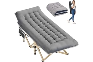 Candockway Folding Camping Cot for Sleeping, Portable Cots for Adults, Heavy Duty Cot Bed 550LBS(Max Load), Extra Wider Cots with Large Pocket for Outdoor, Office, Beach