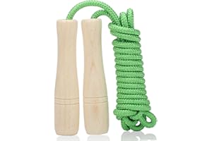 AUMCDIK Jump Rope for Kids, Adjustable Toddler Skipping Rope with Wooden Handle, 8.5ft Child Jumping rope for Girls and Boys Workout Outdoor Activity