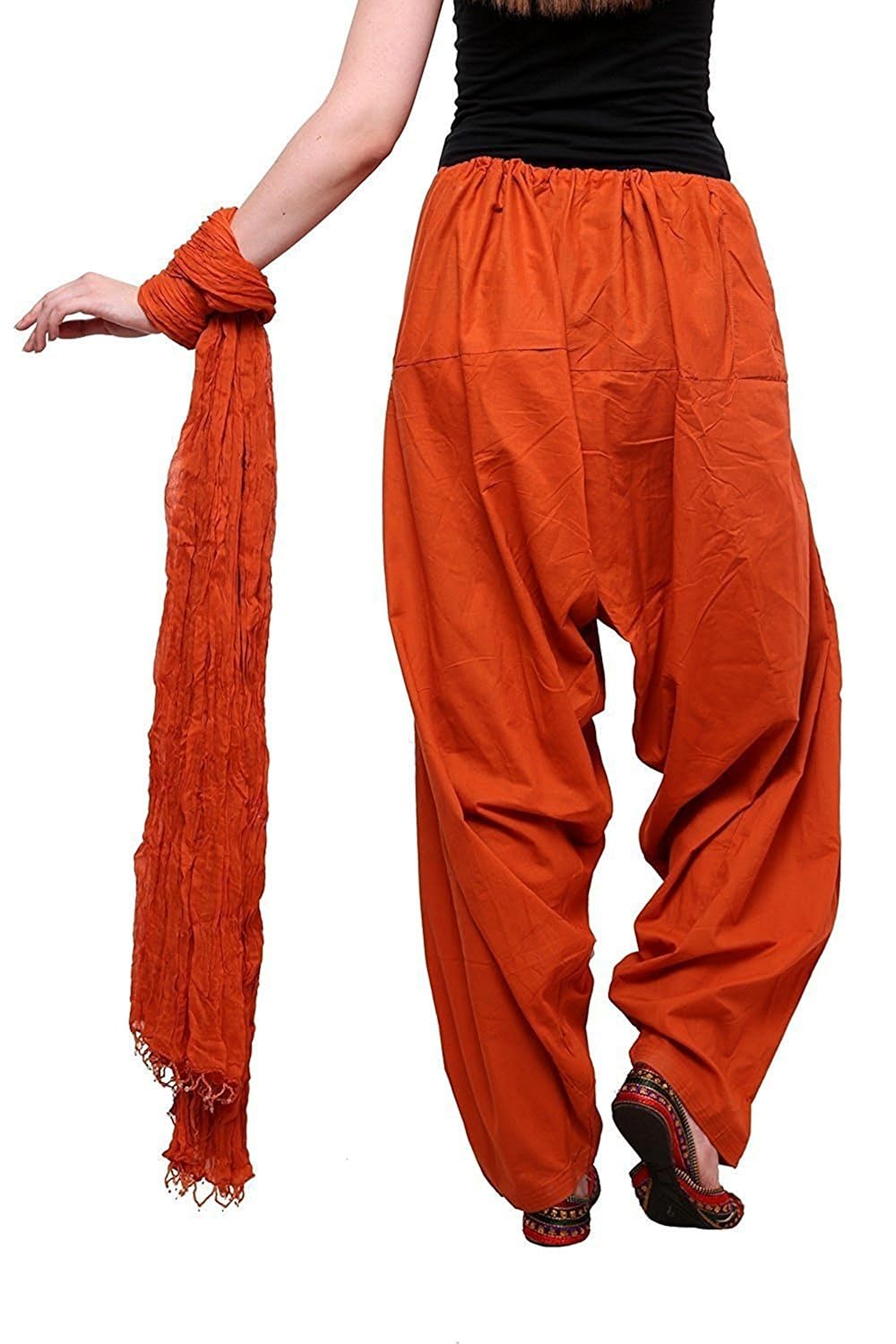 yana collection women cotton patiala salwar with dupatta (orange colour)