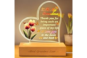 DEKWELL Gifts for Grandma,Acrylic Night Light Rechargeable Lamp Grandma Mothers Day Gift Ideas,Grandma Christmas Gifts Birthday Presents