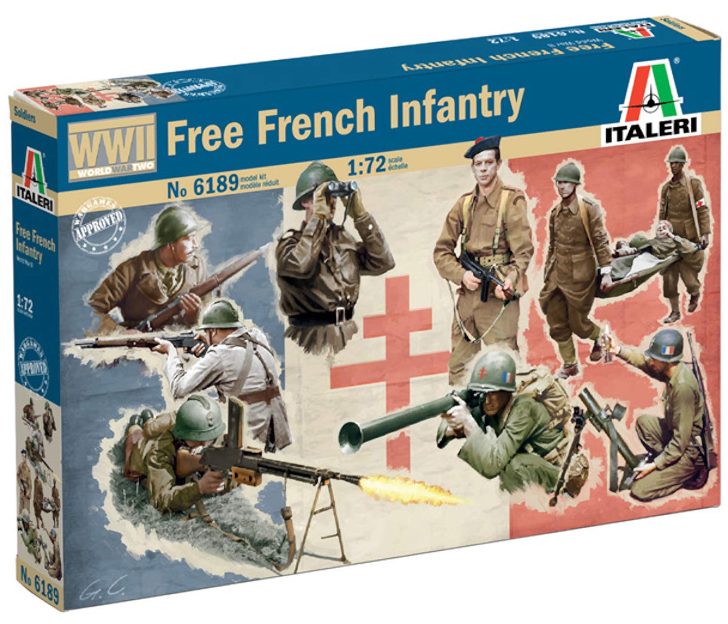 Italeri 510006189-1:72 French Infantry (WW II), Model Building Kit, Standing Model Building, Crafts, Hobby, Gluing, Plastic Kit, Unpainted