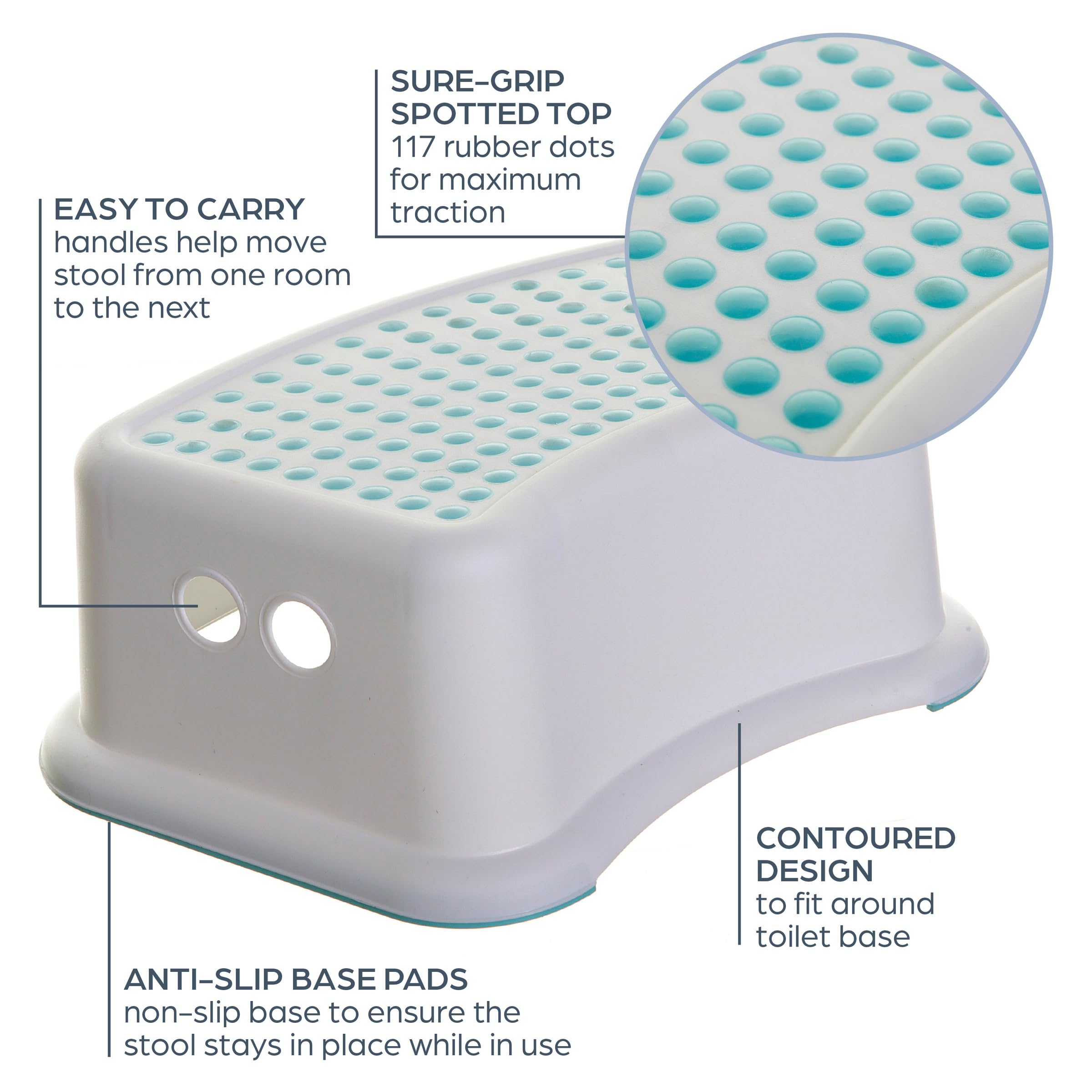 Dreambaby Step Stool Aqua Dots, Toddler Potty Training Aid with Non Slip Base - Model L672