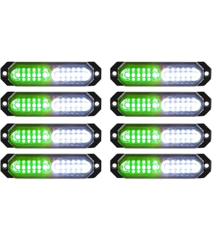 Xprite Amber/Green LED Strobe Light Kit - 4-Piece Surface Mount Warning Lights For Trucks, ATVs, UTVs & Motorcycles