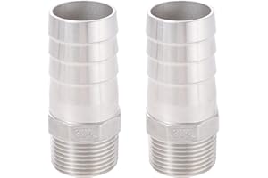 Happyreise Stainless Steel Hose Barb Fitting,1-1/4" Hose Barb x 1" NPT Male NPT, for Water Fuel Air (Pack of 2)