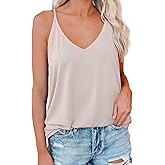 LOLONG V Neck Tank Tops for Women Summer Sexy Spaghetti Strap Sleeveless Shirts