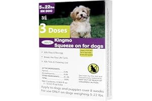 JMXU'S Flea and Tick Prevention for Dogs, Dogs Flea & Tick Treatment with Fipronil, Long-Lasting & Fast-Acting Topical Flea & Tick Control Drops (3 Doses, 5-22lbs)