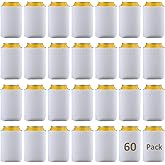 CHENGU 60 Packs Blank Can Cooler Sleeves Soda Neoprene Can Sleeve Drink Insulator Sleeve Collapsible for Parties, Events or Weddings (White)