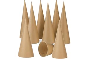 Zhanmai 6 Pcs Paper Mache Cones Brown Craft Cones Open Bottom 13.8 x 5 Inch Cardboard for DIY Gnomes Ornament Tree Decorations Art Crafts Home Decoration