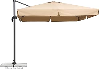 Schneider Sonnenschirm Rhodos, natur, 300x300 cm quadratisch, Gestell Aluminium/Stahl, Bespannung Polyester, 23.3 kg