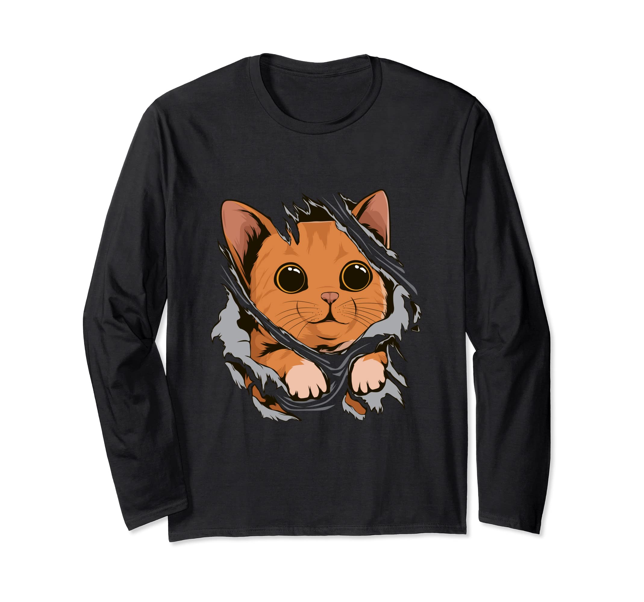 Cat From Inside Torn Apparel Kitten Cat Long Sleeve T-Shirt