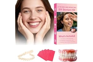 CRYSPAA Denture Do it Yourself Full Set of Top and Bottom Fake Teeth, for Improve Smile, DIY Kit Easy and Convenient, Fake Teeth Repair Missing Teeth, Protect Your Teeth-JJ12