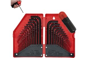AMM 31-Piece Hex Key Wrench Set, Metric and SAE Allen Wrenches (0.028-3/8 inch, 0.7-10 mm) L Shape Allen Keys, Chrome Vanadium Steel