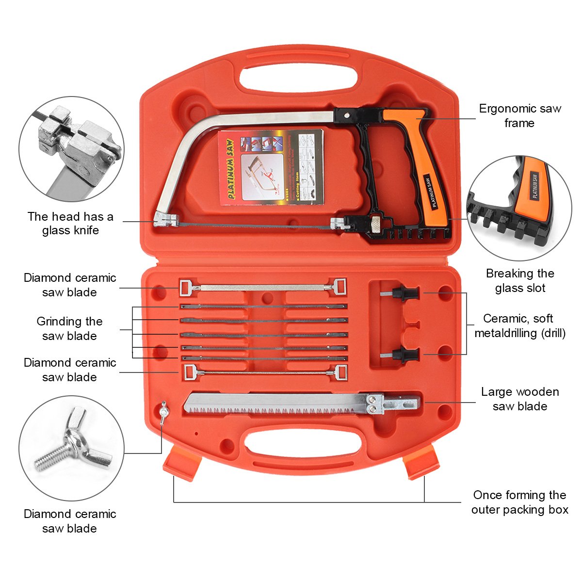 Handsäge Pathonor Bogensägen Bügelsäge Säge Metallsäge Multifunktionssäge HSS 12pcs / set DIY Multi Zweck für Geschenk, Holz arbeiten, Küche, Glas, Fliesen, Holz, Metall, Kunststoff