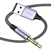 MOSWAG USB to 3.5mm Aux Cord for Headphone Jack 3.5mm to USB Audio Cable 3m | Nylon Braided USB Audio Cable,DAC Sound Card Converter for Laptop Speaker Stereo,Music Lovers,NOT for Car/Mic/Charging
