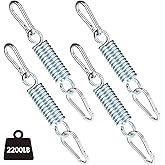 4 Pack Porch Swing Springs, 2200 LB Heavy Duty Springs, Stainless Steel Hammock Chair Hanging Kit Swing Spring Hardware with 4pcs 12.2in Spring and 8pcs Buckles for Garden Hammocks Hanging Chairs