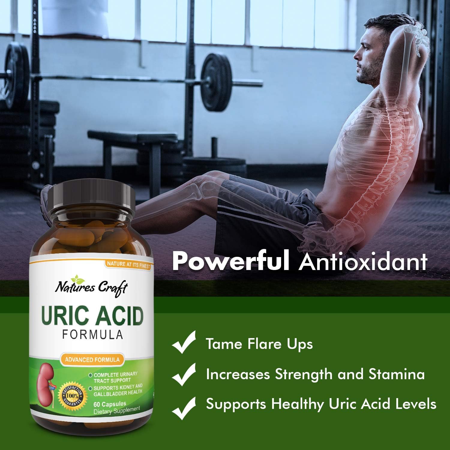 Uric Acid Kidney Support Vitamins for Men and Women – Herbal Cleanse Detox for Joint Comfort Muscle Recovery Pure Tart Cherry Milk Thistle and Bromelain Antioxidant Dietary Supplement: Health & Personal Care