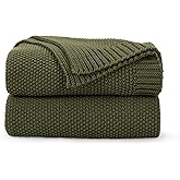 CozeCube Olive Green Throw Blanket for Couch, Soft Cozy Cable Knit Throw for Bed Sofa Living Room, Lightweight Warm Decorative Farmhouse Christmas Blanket, 60"x80", Olive Green