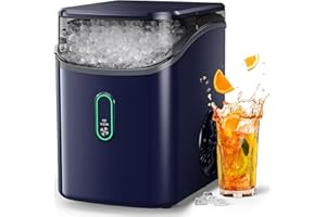 Silonn Nugget Ice Maker Countertop, Pebble Ice Maker with Crushed Ice, One-Click Operation Ice Machine with Self-Cleaning, 33