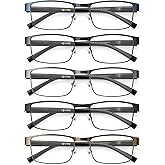 JOLISU 5PCS Reading Glasses Men - Blue Light Blocking Computer Metal Thin Frame Readers For Mens/Women（2.00）