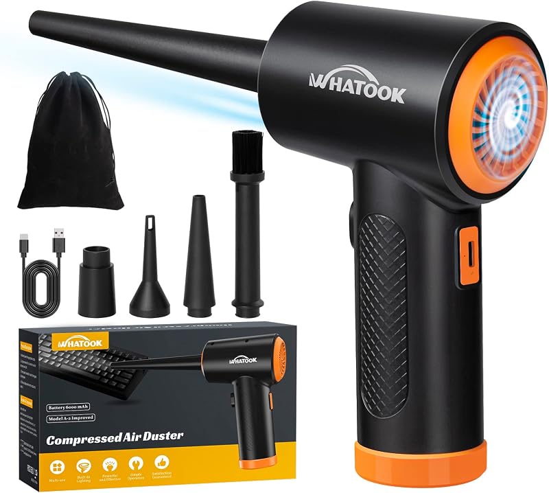 WHATOOK Compressed Air Duster Electric 60000 RPM 3-Speed USB-C
