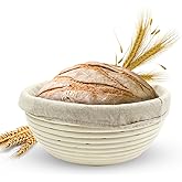 Vollum Banneton Bread Proofing Basket sourdough proofing basket for Beginners & Professional Bakers, Handwoven Rattan Cane Br