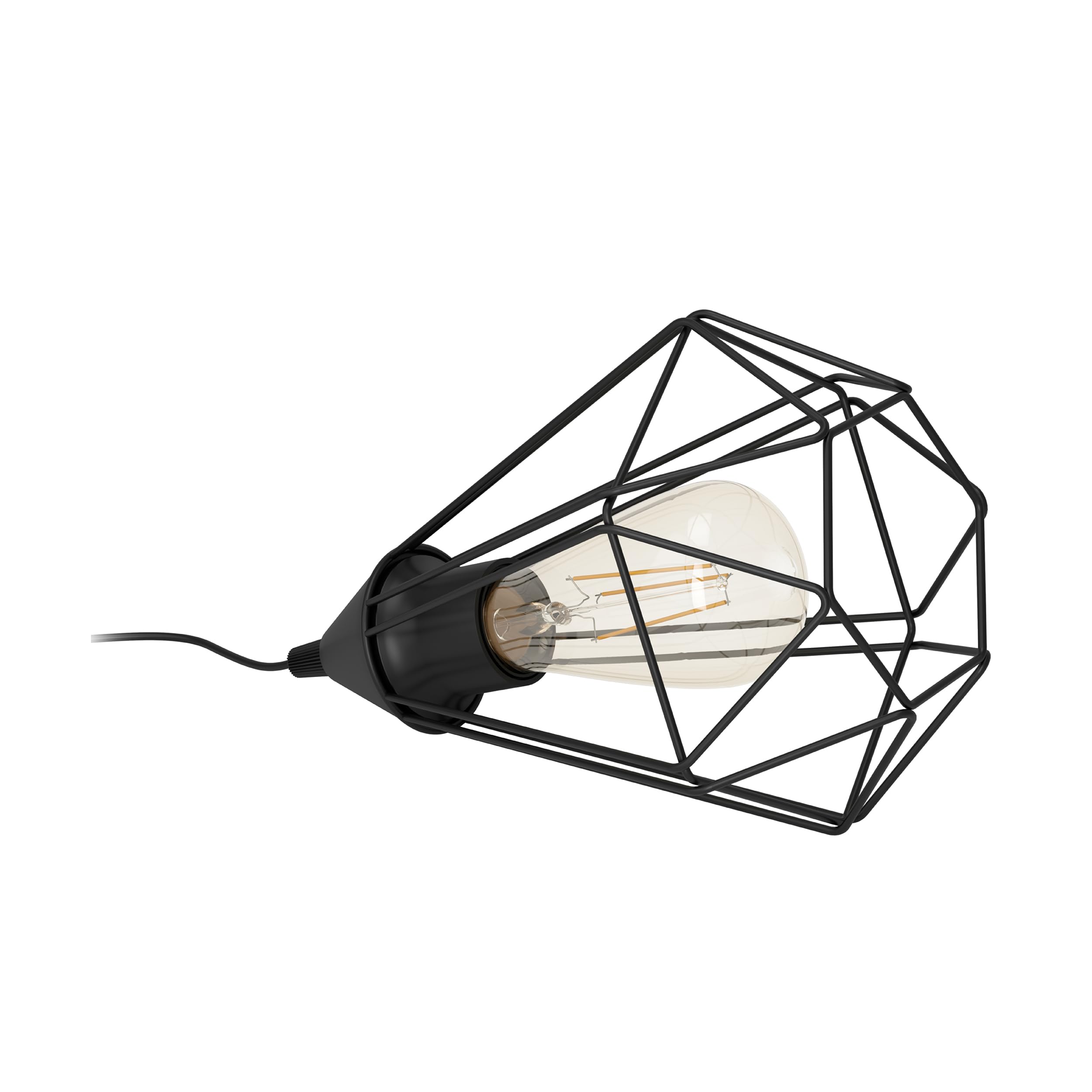 EGLO Tarbes Table Lamp, 1 Bulb Vintage Table Lamp in Retro Look, Bedside Lamp made of Steel, Colour: Black, Socket: E27, incl. Switch